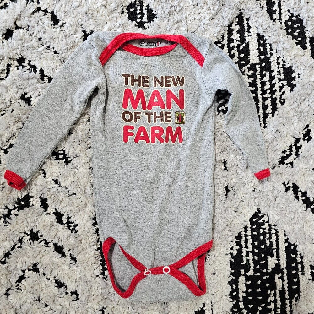 Case International Baby Boy Long Sleeve The New Man Of The Farm Bodysuit 6 Mos